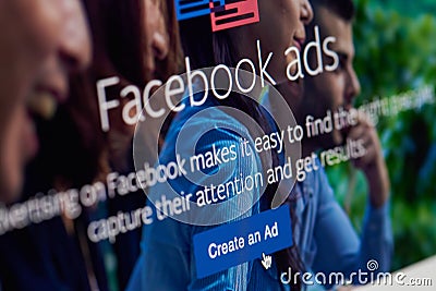 Create an Ad on facebook app Editorial Stock Photo