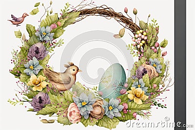 Easter wreath sublimation PNG, Isolated on White Background. Stock Photo