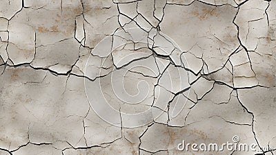 Weathered Concrete Canvas: Seamless Cracked Background. AI generate Stock Photo