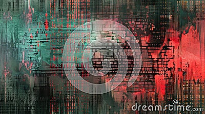 Create digital art with matrix code resembling abstract rainfall for a cyberthemed scene. AIG53M Stock Photo