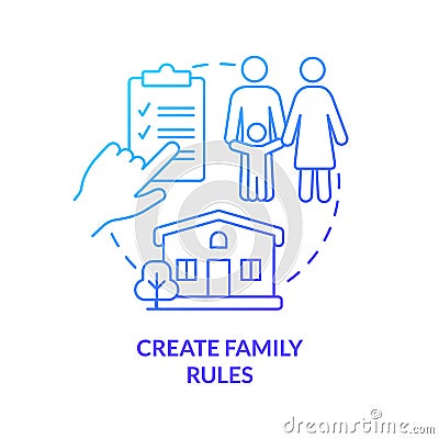 Create family rules blue gradient concept icon Cartoon Illustration