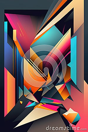 Geometric Abstract Background, using bold colors and shapes. Stock Photo
