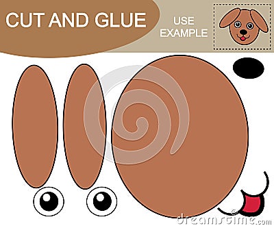 Create the image of face dog. Cut and glue. Game for children. Vector Illustration