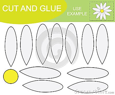 Create the image of flower chamomile. Cut and glue. Vector Illustration