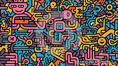 Create A Keith Haring Style Collage Stock Photo