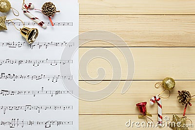 Create music sheet note paper by myself.Top view music sheet not Stock Photo