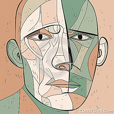 Create A Picasso-style Line Art Portrait Of Colin Stock Photo