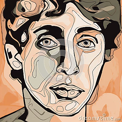 Create A Picasso-style Line Art Portrait Of Dylan Stock Photo