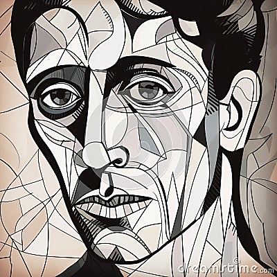 Create A Picasso-style Line Art Portrait Of Dylan Stock Photo