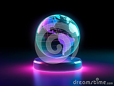 Create a realistic image of a spatial signature analyzer, showing a futuristic globe - shaped.Generative AI Stock Photo
