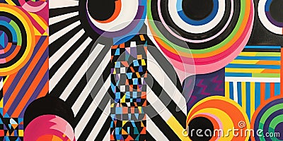Create striking geometric abstract art using bold colors and intricate patterns AIG62 Stock Photo