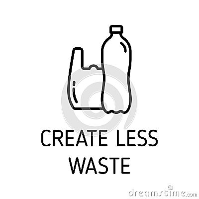 create less waste outline vector icon Vector Illustration