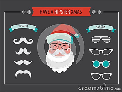 Create your own hipster Santa Christmas card Cartoon Illustration