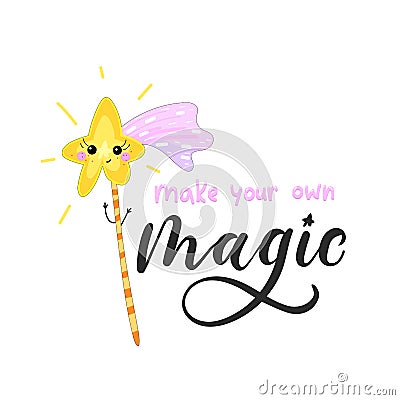 Create your own magic inspirational card with doodles and letter Vector Illustration