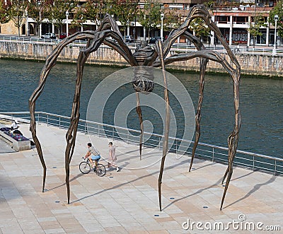Under the big spider in Bilbao Editorial Stock Photo
