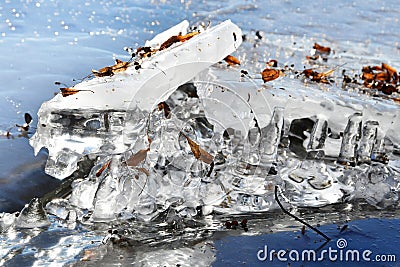 Created by nature ice mythical hare on lake Uvildy in the Chelyabinsk region, Russia Stock Photo