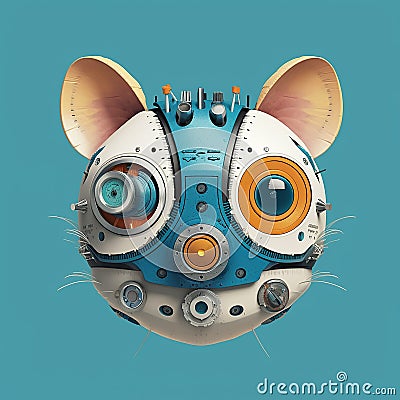 Digital illustration of an abstract, pixelated style mouse. Created using ai generative. Cartoon Illustration