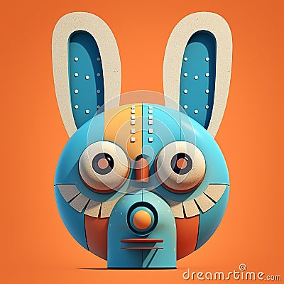 Digital illustration of an abstract, pixelated style rabbit. Created using ai generative. Cartoon Illustration