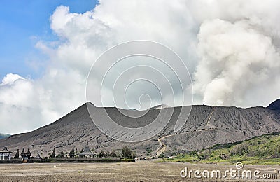 Creater of Bromo Volcano at Tengger Semeru National Park Stock Photo