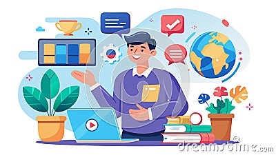 Creates engaging learning environments: Utilizes interactive activities, technology, and real-world scenarios to make learning Stock Photo