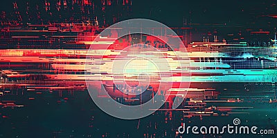 Creating a Background with Retro VHS Scanlines and Pixel Glitch Damage Overlay. Concept Retro Stock Photo