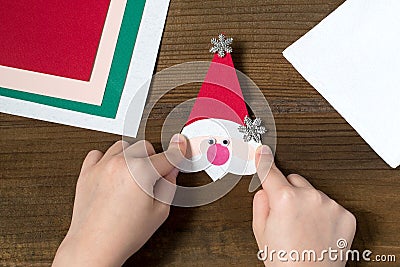 Creating a Christmas decoration for table setting. Step 6 Stock Photo