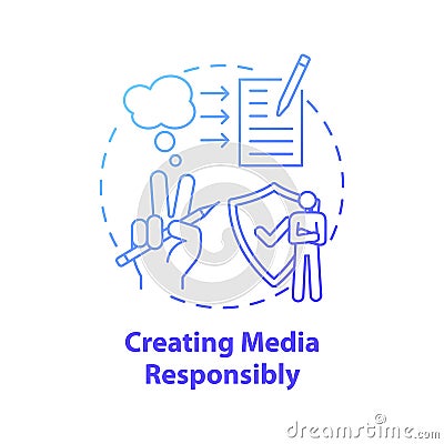 Creating media responsibility concept icon Cartoon Illustration