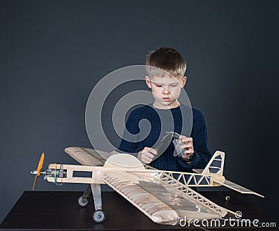 Creating the model plane. Measuring thickness Stock Photo