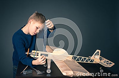 Creating the model plane. Measuring thickness Stock Photo