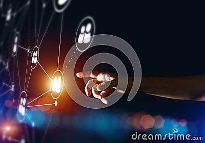 Creating modern wireless technologies as means of communucation and networking on dark background Stock Photo