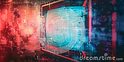 Creating Pixel Glitch Damage Background with Retro VHS Scanlines Overlay on TV Screen. Concept Stock Photo