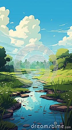 Creating A Rough-edged 2d Animated Fen At Daytime Stock Photo