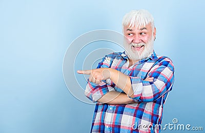 Creating your look. health care. happy old granpa. grandfather on retirement. man with gray beard. barber and Stock Photo