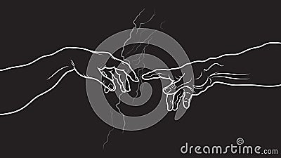 The Creation of Adam. Fragment (Invert version) Vector Illustration