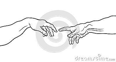 The Creation of Adam. Fragment (Outline vesion) Vector Illustration