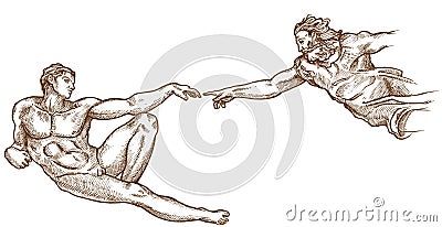 Creation of Adam hand drawn Vector Illustration