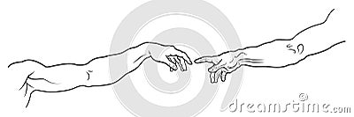 The Creation of Adam. Long Fragment (Full version). Vector Illustration