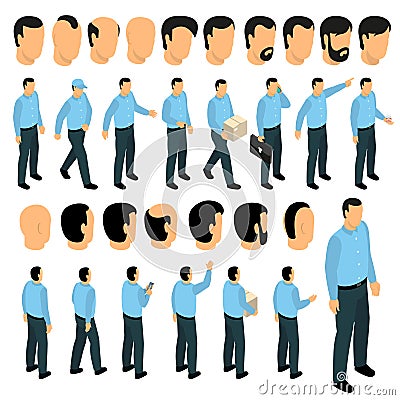 Creation Constructor Male Set Vector Illustration