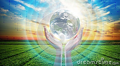 Creation Earth, clean environment, ecology, connection, health, well being Stock Photo