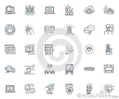 Creation line icons collection. Genesis, Formation, Origin, Beginning, Authorship, Initiation, Conception vector and Vector Illustration
