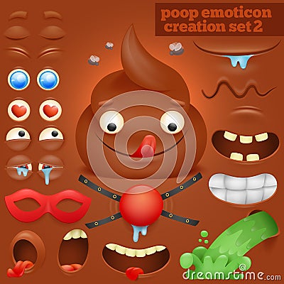 Creation set of cartoon poo emoticon character Cartoon Illustration