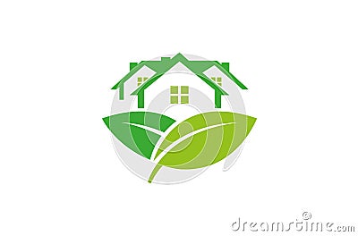 Creative Abstract Building leaves icon logo Vector Illustration