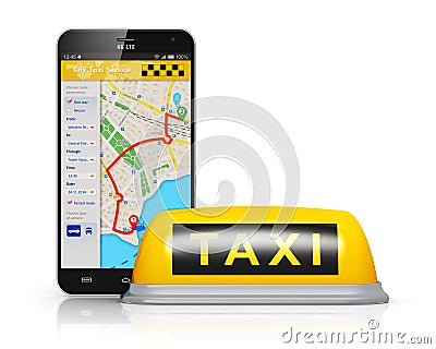 Internet taxi service concept Stock Photo