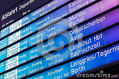 Arrival and departure board in Germany Stock Photo