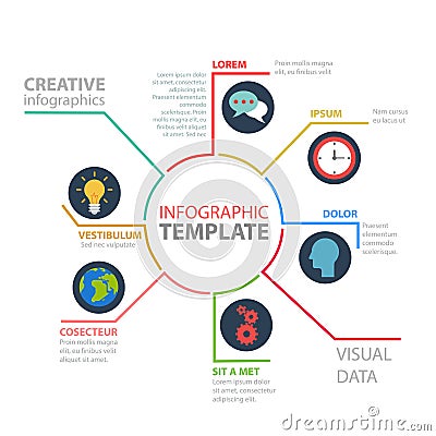 Creative abstract circular data flat vector infographics Vector Illustration