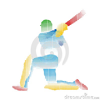 Creative abstract cricket player design by brush stroke Vector Illustration