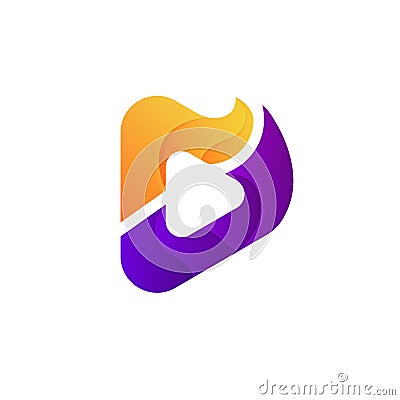 Creative abstract music icon play sign vector logo design Vector Illustration