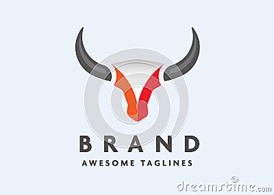 Abstract simple Bull head vector logo Vector Illustration