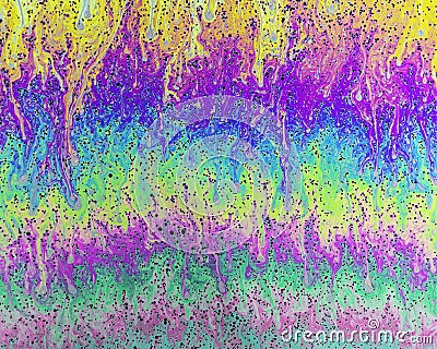 A creative abstract swirling liquid rainbow of colours that looks like watercolour paints or inks Stock Photo