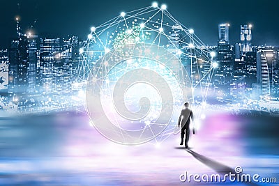Creative abstract technology background, Innovative, Idea and futuristic thinking concept. Stock Photo